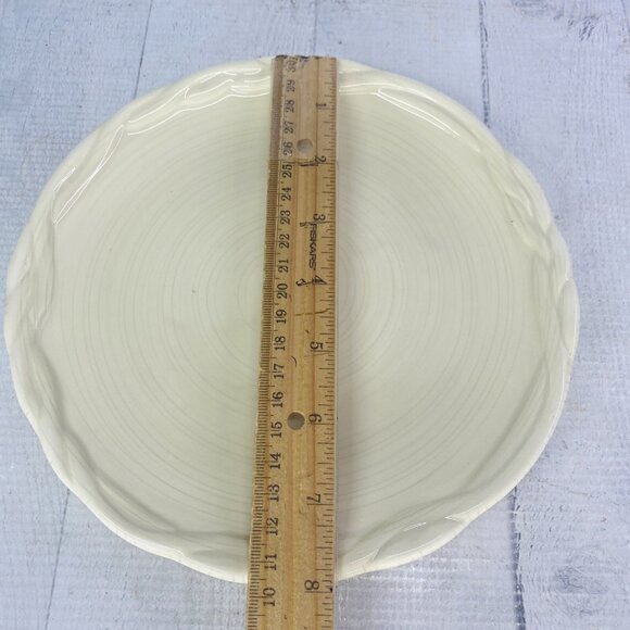 Tracy OCTAVIA HILL Solid Cream Twisted Rope Edge Ceramic 8" Salad Plates Set 4 - Picture 11 of 16